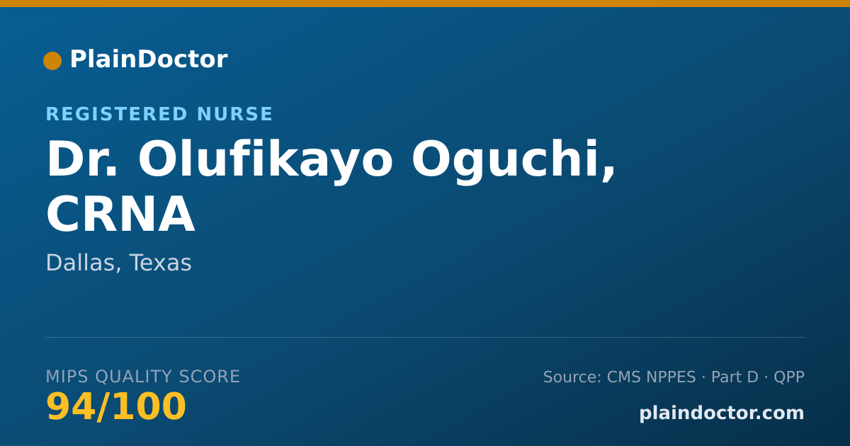 Shareable card for Olufikayo Oguchi, CRNA - Registered Nurse, Dallas, TX