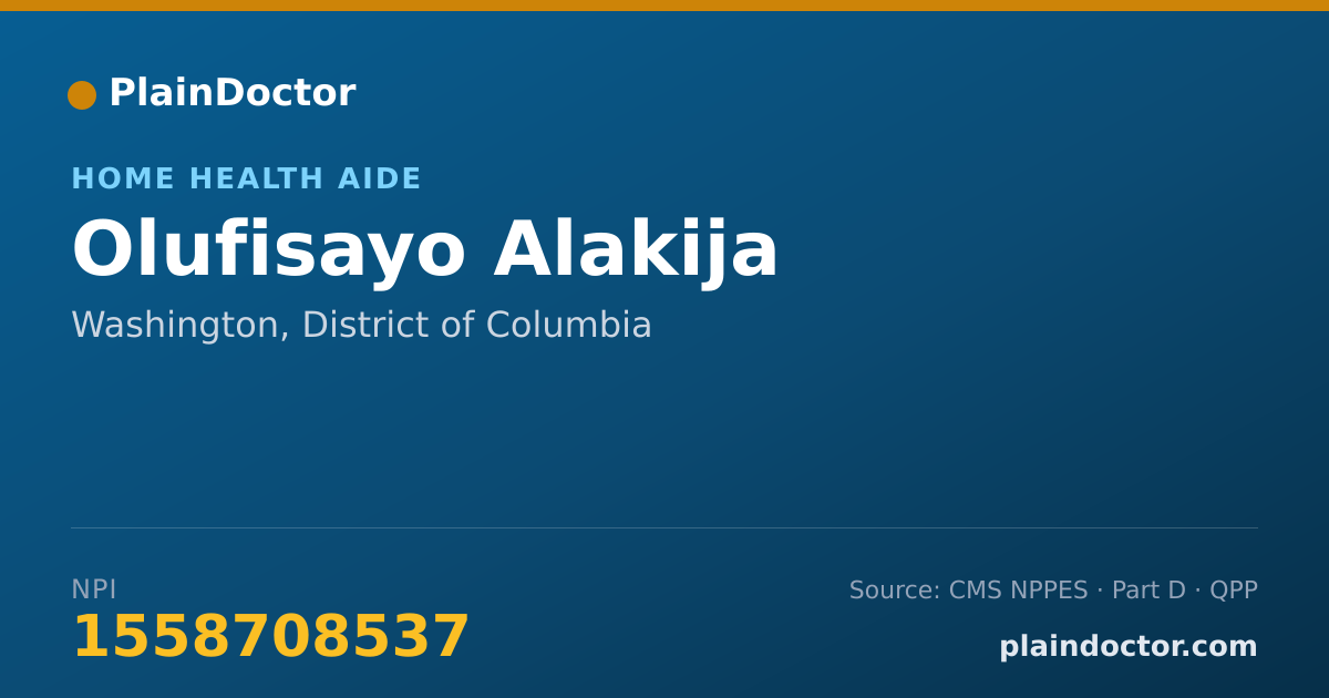Shareable card for Olufisayo Alakija - Home Health Aide, Washington, DC