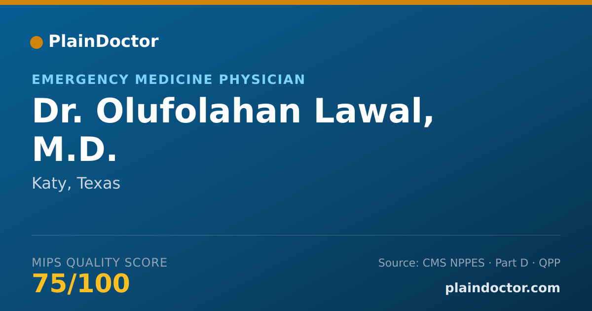 Shareable card for Olufolahan Lawal, M.D. - Emergency Medicine Physician, Katy, TX