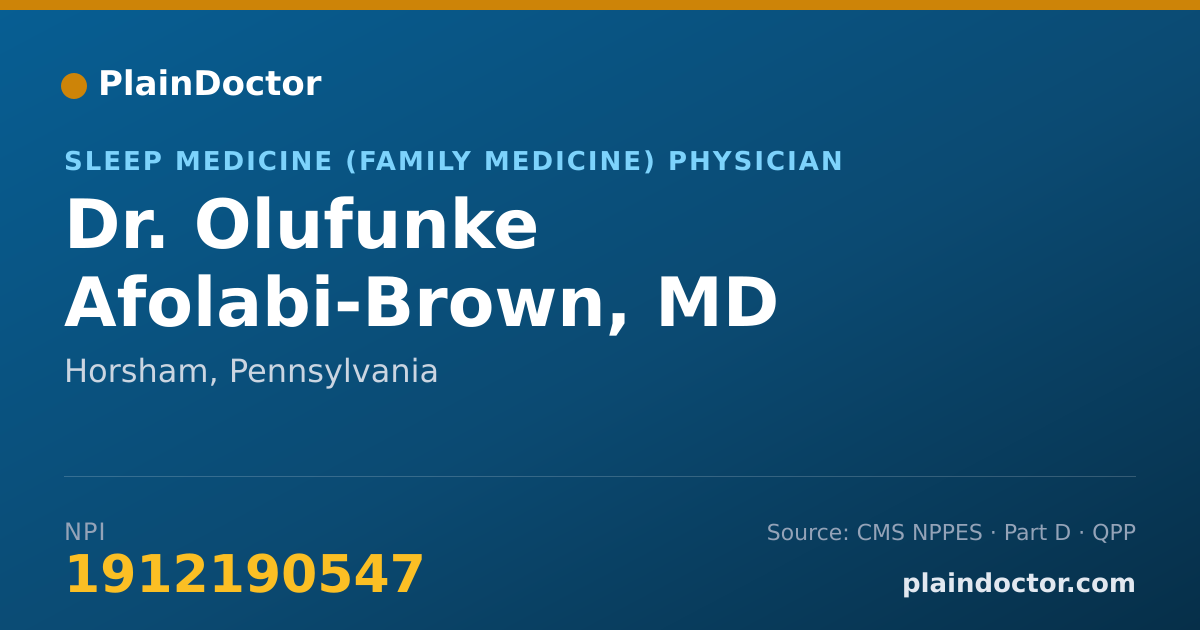 Shareable card for Olufunke Afolabi-Brown, MD - Sleep Medicine (Family Medicine) Physician, Horsham, PA