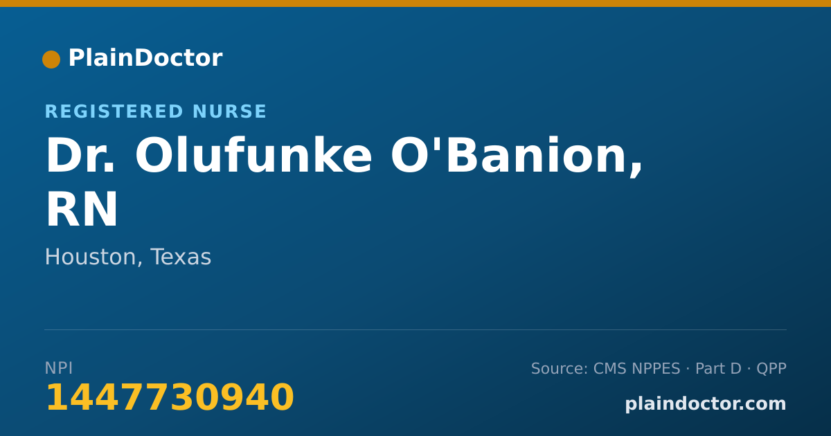 Shareable card for Olufunke O'Banion, RN - Registered Nurse, Houston, TX
