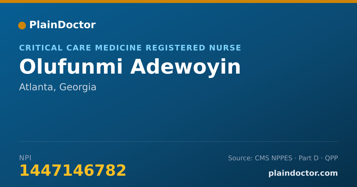 Shareable card for Olufunmi Adewoyin - Critical Care Medicine Registered Nurse, Atlanta, GA
