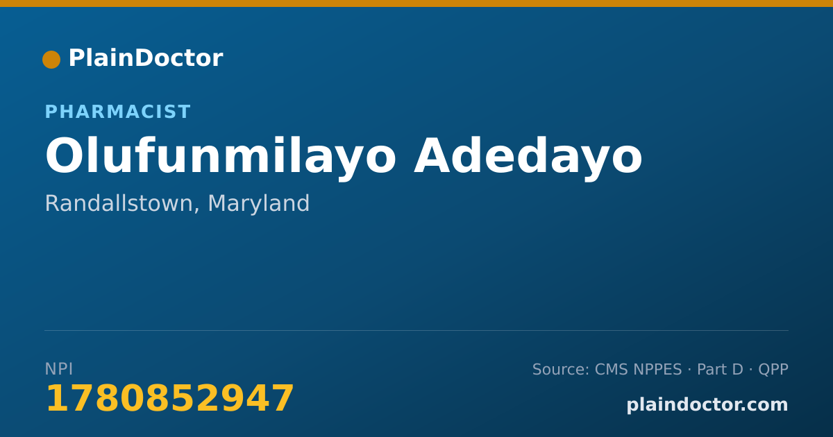 Shareable card for Olufunmilayo Adedayo - Pharmacist, Randallstown, MD