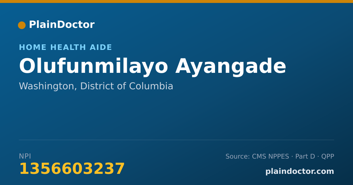 Shareable card for Olufunmilayo Ayangade - Home Health Aide, Washington, DC