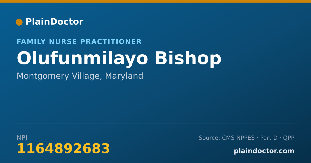 Shareable card for Olufunmilayo Bishop - Family Nurse Practitioner, Montgomery Village, MD