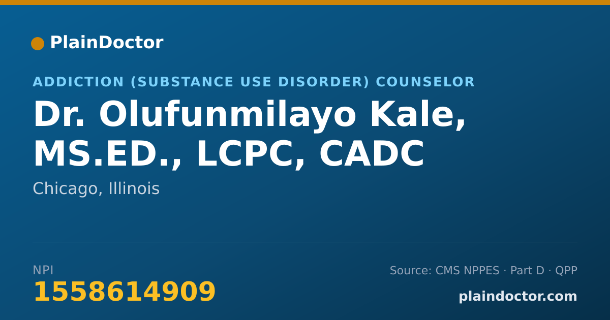 Shareable card for Olufunmilayo Kale, MS.ED., LCPC, CADC - Addiction (Substance Use Disorder) Counselor, Chicago, IL