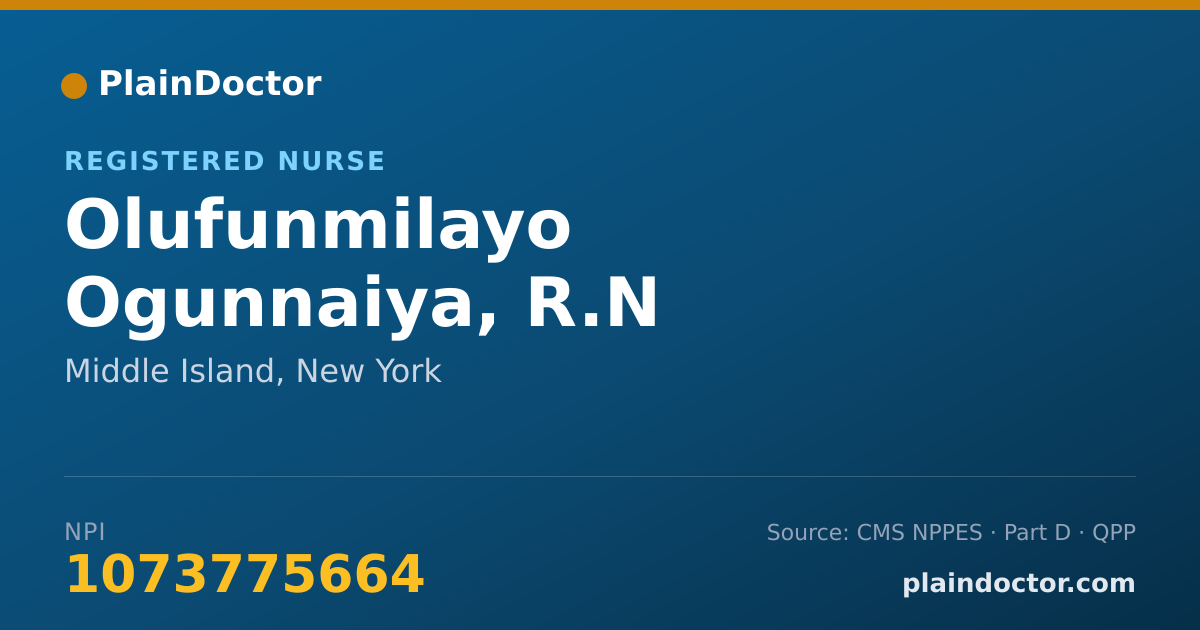 Shareable card for Olufunmilayo Ogunnaiya, R.N - Registered Nurse, Middle Island, NY