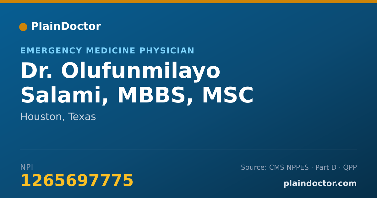 Shareable card for Olufunmilayo Salami, MBBS, MSC - Emergency Medicine Physician, Houston, TX