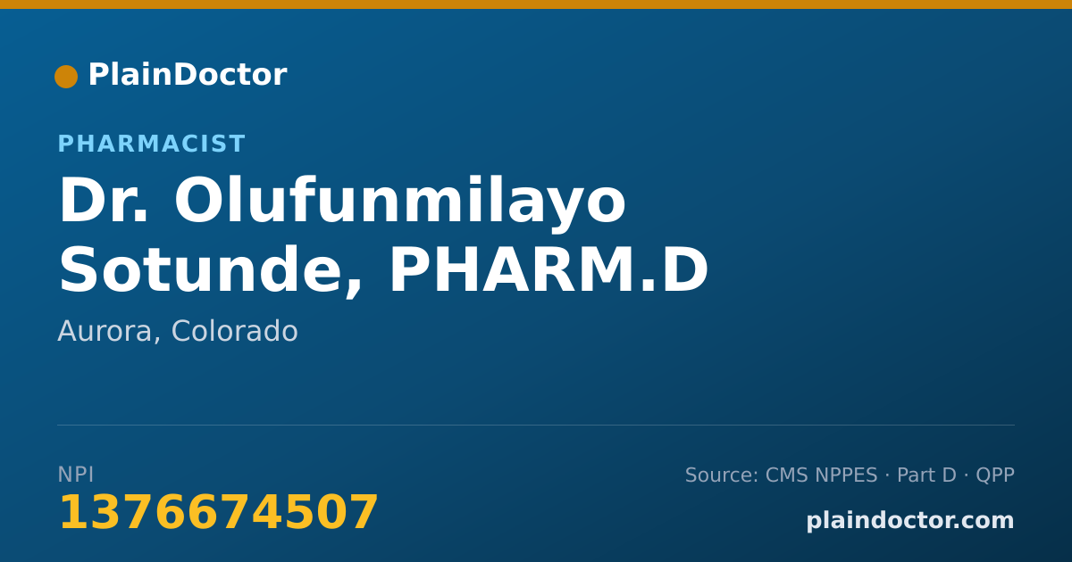 Shareable card for Olufunmilayo Sotunde, PHARM.D - Pharmacist, Aurora, CO