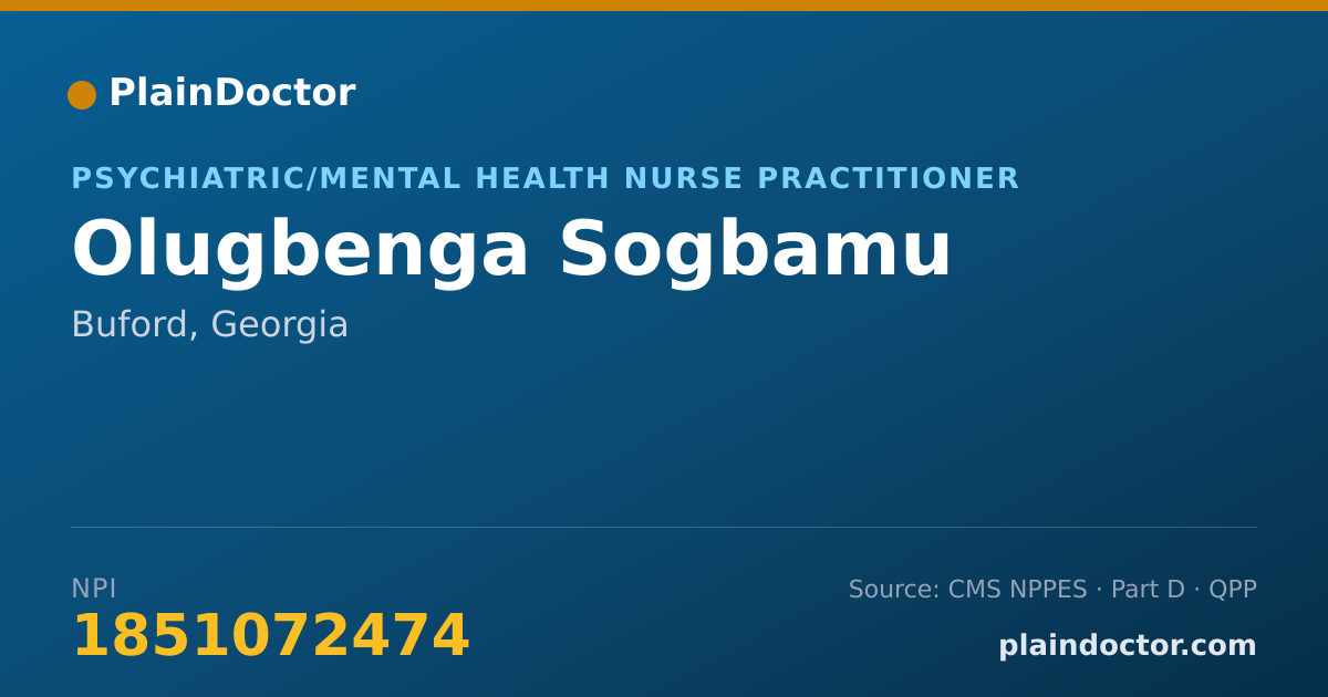Shareable card for Olugbenga Sogbamu - Psychiatric/Mental Health Nurse Practitioner, Buford, GA