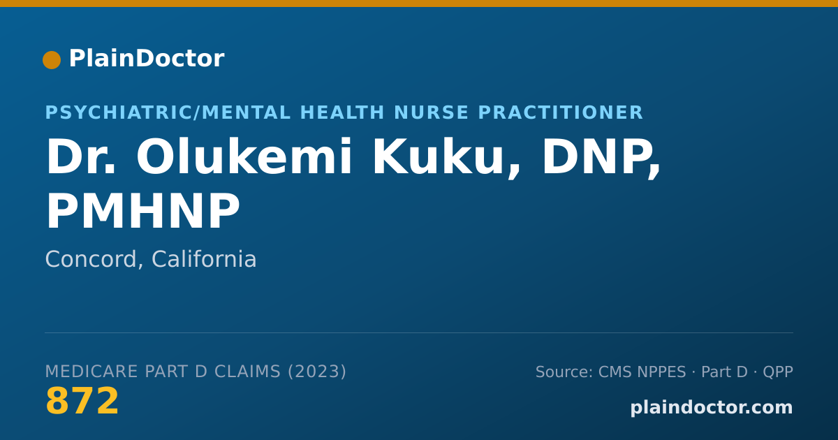 Shareable card for Olukemi Kuku, DNP, PMHNP - Psychiatric/Mental Health Nurse Practitioner, Concord, CA