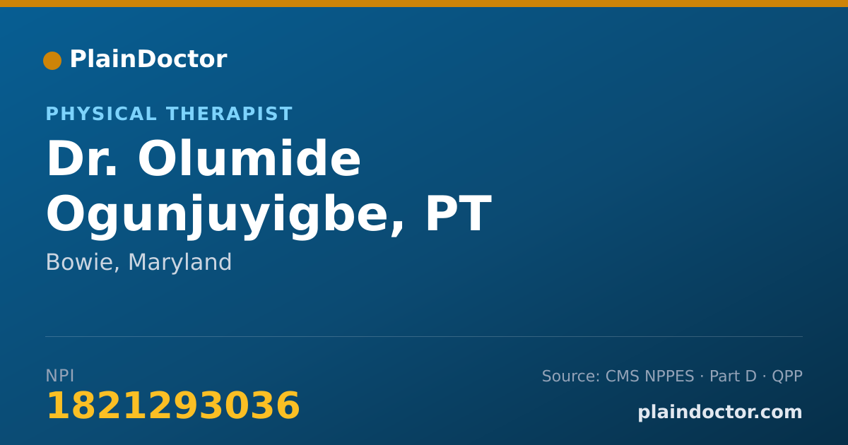 Shareable card for Olumide Ogunjuyigbe, PT - Physical Therapist, Bowie, MD