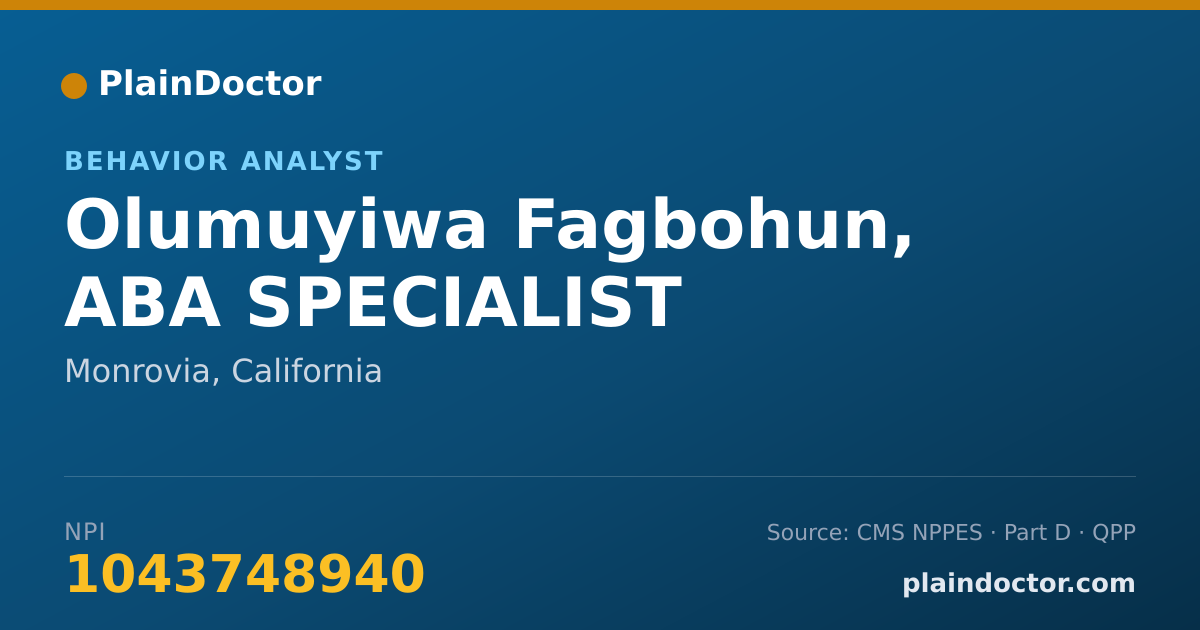 Shareable card for Olumuyiwa Fagbohun, ABA SPECIALIST - Behavior Analyst, Monrovia, CA
