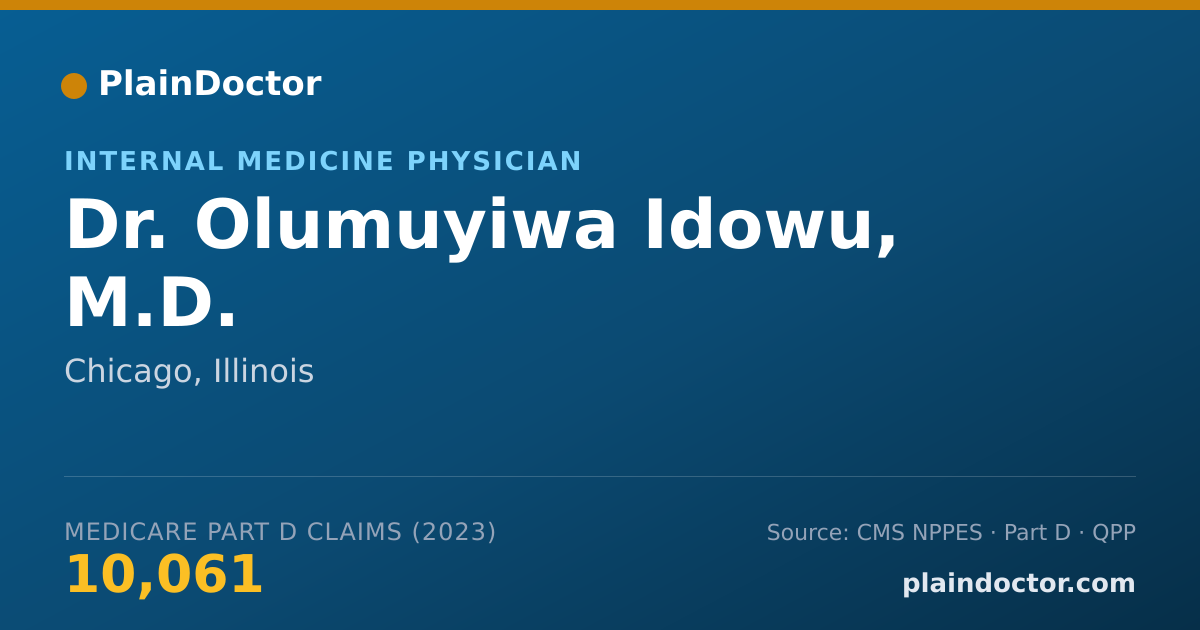 Shareable card for Olumuyiwa Idowu, M.D. - Internal Medicine Physician, Chicago, IL