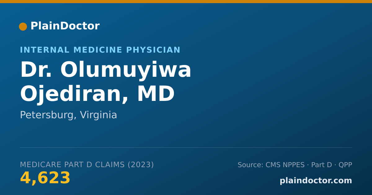 Shareable card for Olumuyiwa Ojediran, MD - Internal Medicine Physician, Petersburg, VA