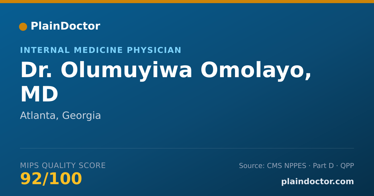 Shareable card for Olumuyiwa Omolayo, MD - Internal Medicine Physician, Atlanta, GA
