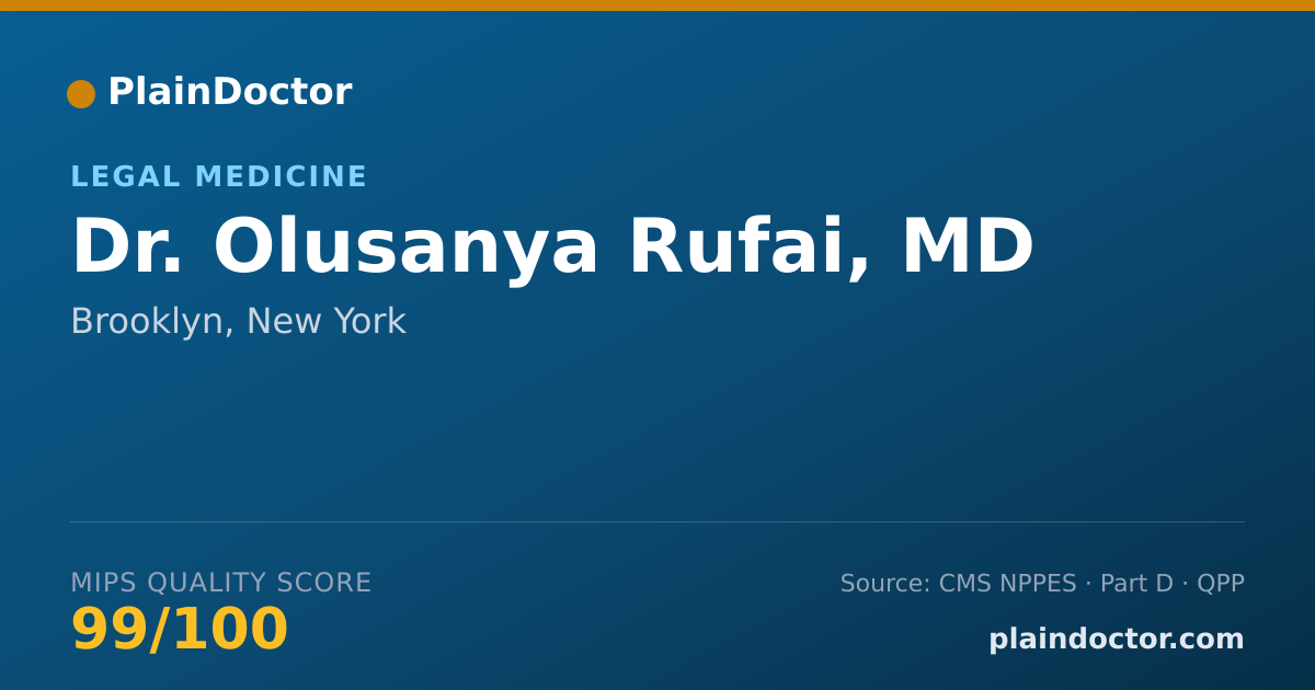 Shareable card for Olusanya Rufai, MD - Legal Medicine, Brooklyn, NY