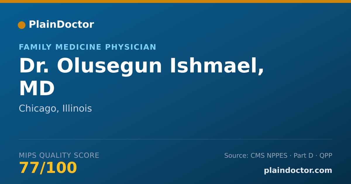 Shareable card for Olusegun Ishmael, MD - Family Medicine Physician, Chicago, IL