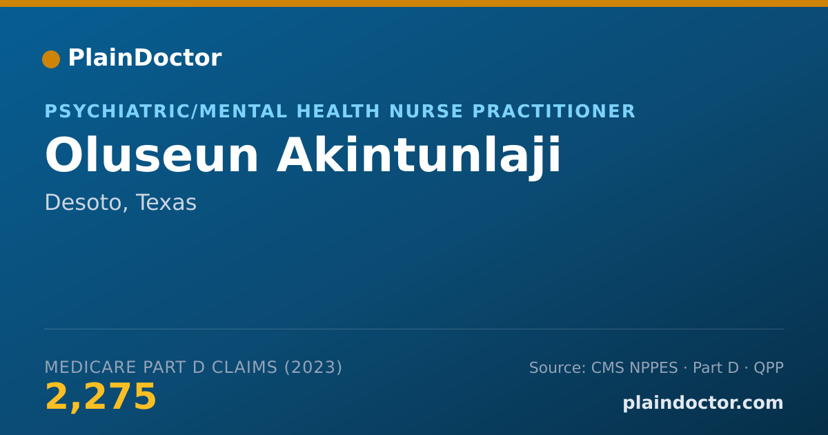 Shareable card for Oluseun Akintunlaji - Psychiatric/Mental Health Nurse Practitioner, Desoto, TX