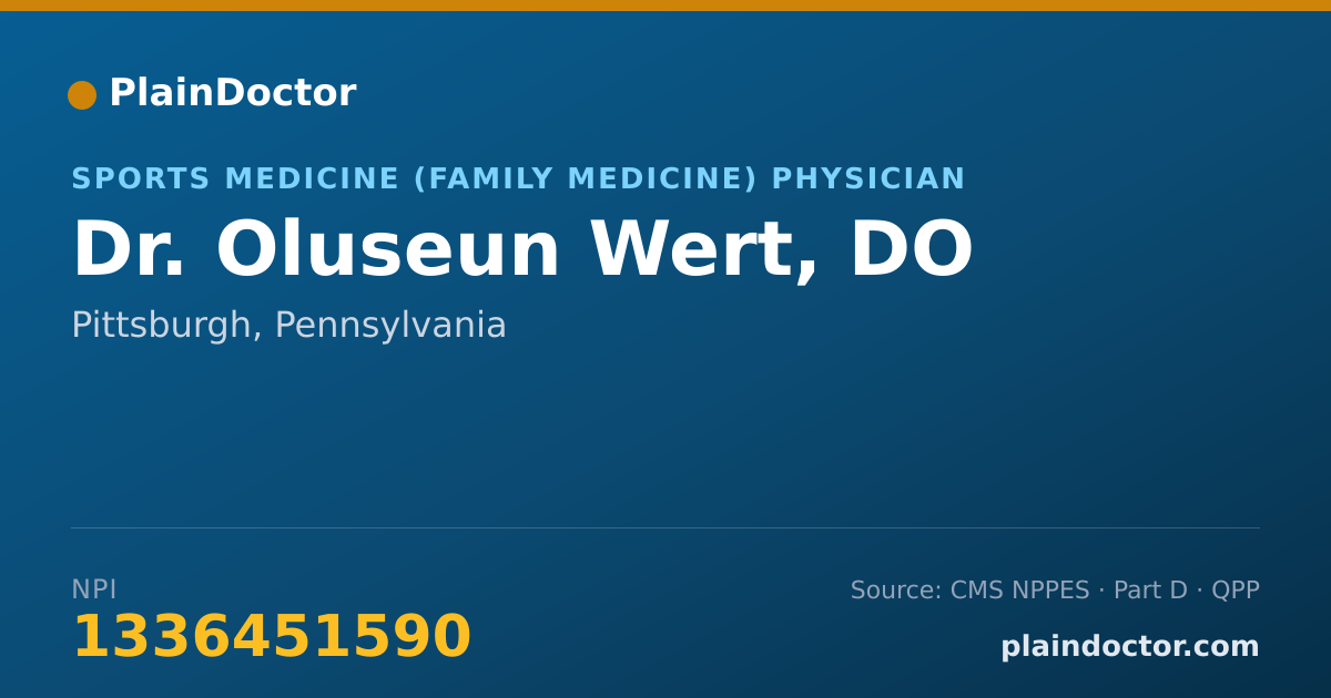 Shareable card for Oluseun Wert, DO - Sports Medicine (Family Medicine) Physician, Pittsburgh, PA