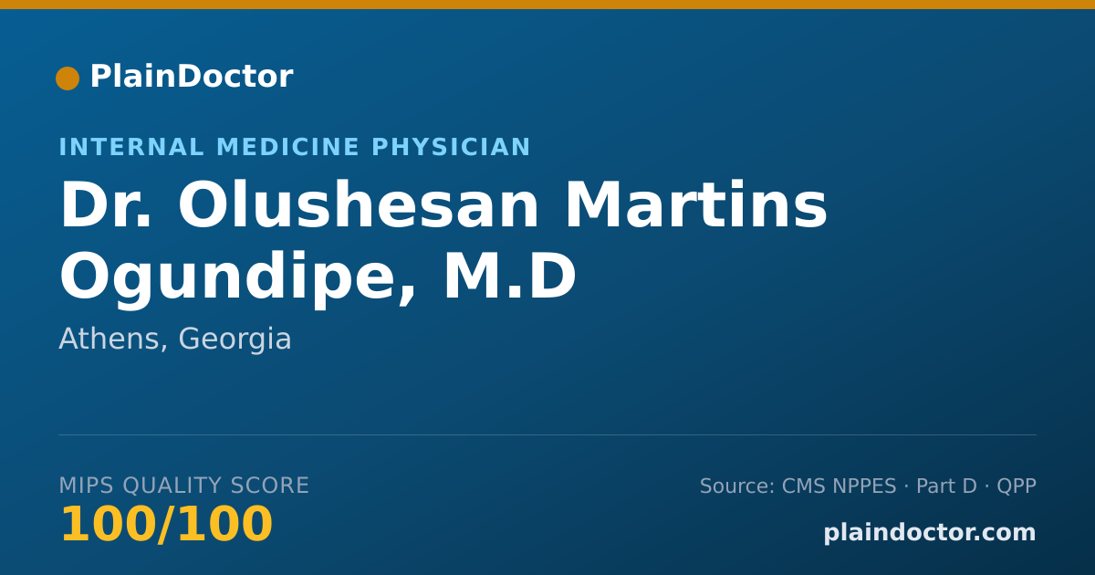 Shareable card for Olushesan Martins Ogundipe, M.D - Internal Medicine Physician, Athens, GA