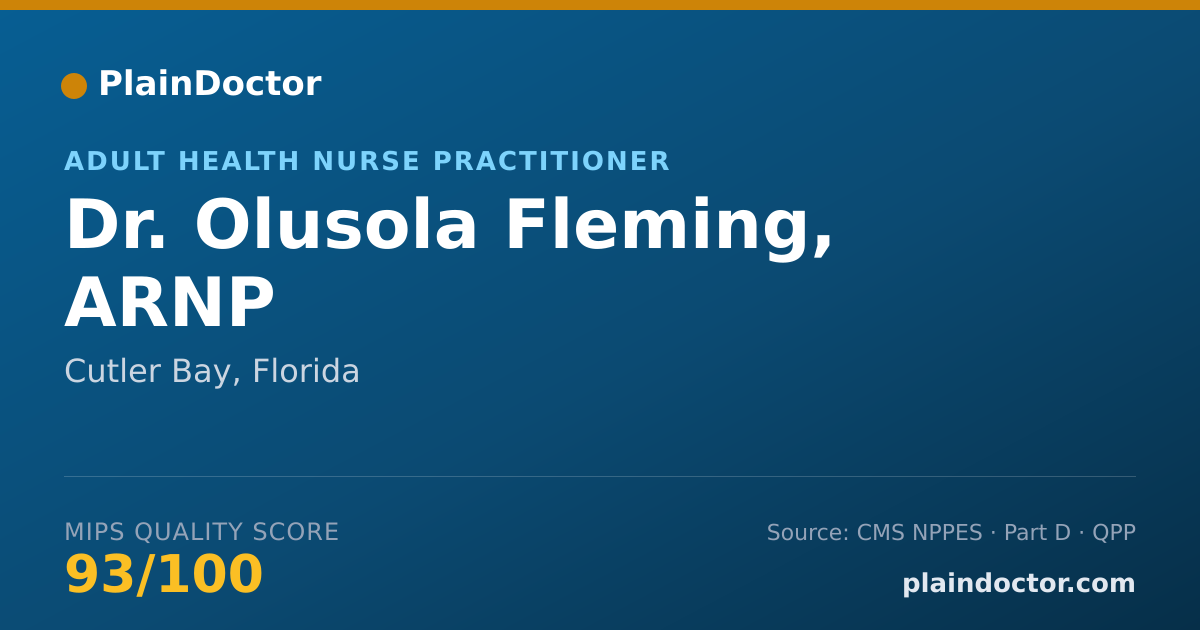 Shareable card for Olusola Fleming, ARNP - Adult Health Nurse Practitioner, Cutler Bay, FL