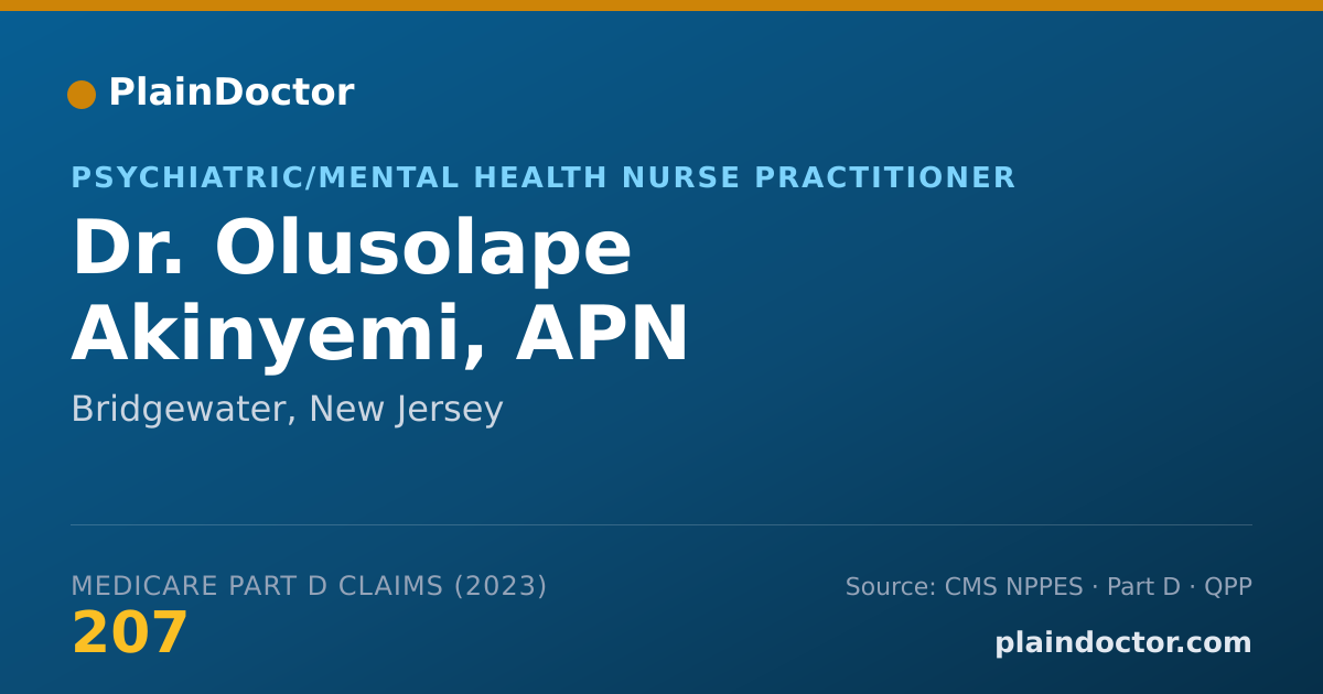 Shareable card for Olusolape Akinyemi, APN - Psychiatric/Mental Health Nurse Practitioner, Bridgewater, NJ