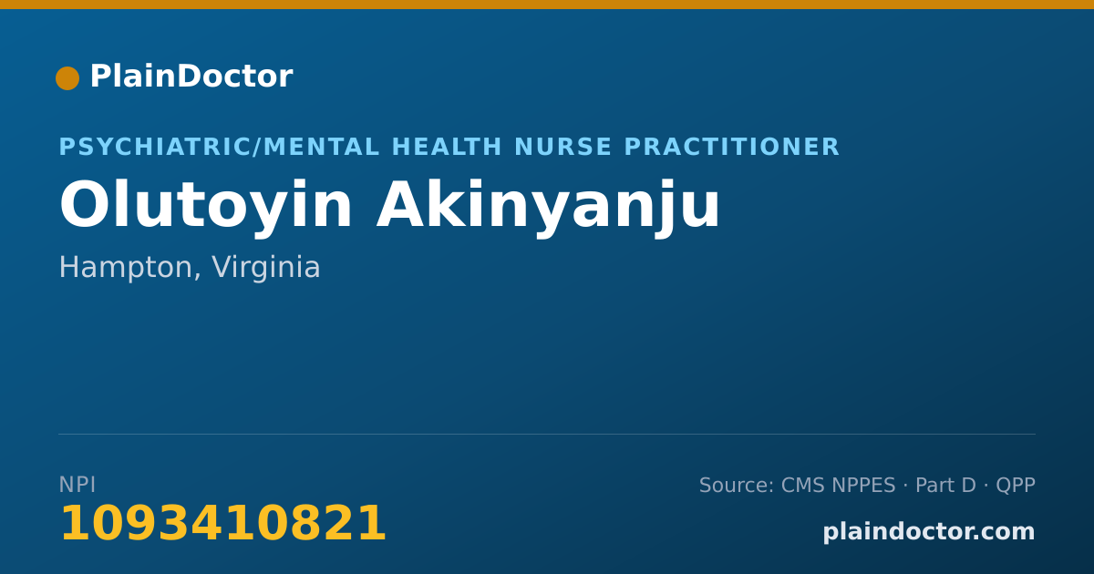 Shareable card for Olutoyin Akinyanju - Psychiatric/Mental Health Nurse Practitioner, Hampton, VA