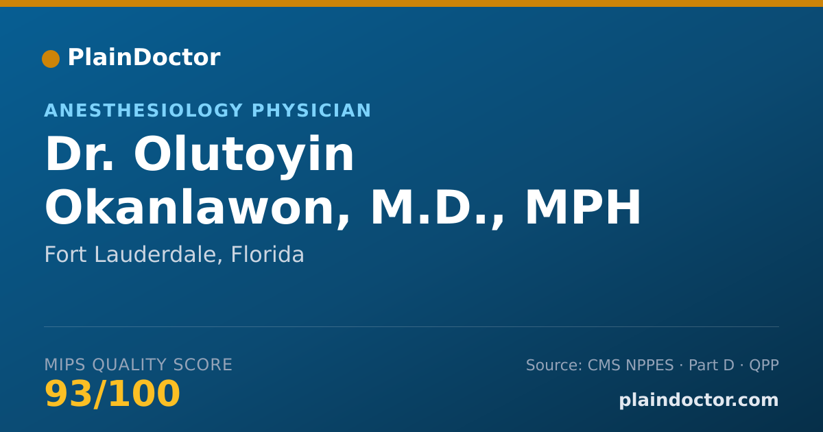 Shareable card for Olutoyin Okanlawon, M.D., MPH - Anesthesiology Physician, Fort Lauderdale, FL