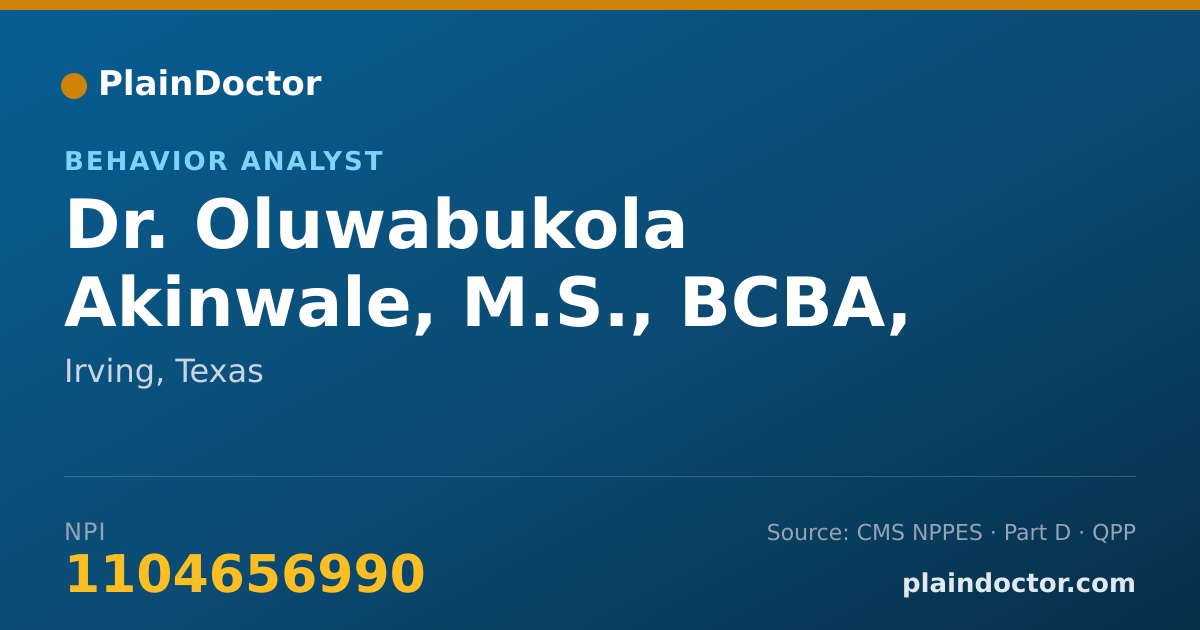Shareable card for Oluwabukola Akinwale, M.S., BCBA, LBA - Behavior Analyst, Irving, TX