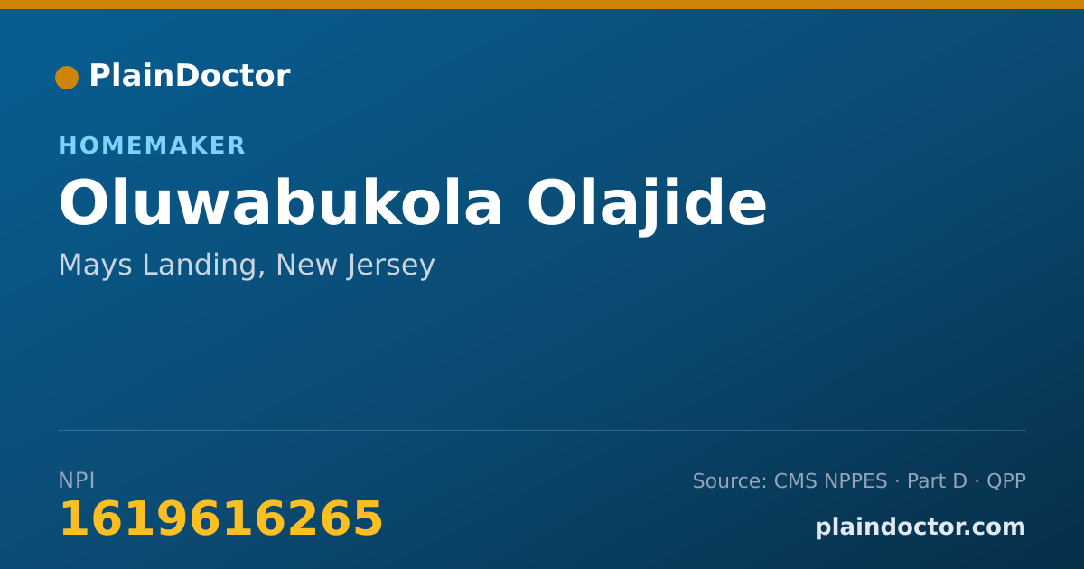 Shareable card for Oluwabukola Olajide - Homemaker, Mays Landing, NJ