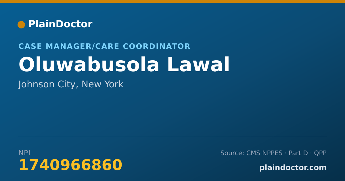 Shareable card for Oluwabusola Lawal - Case Manager/Care Coordinator, Johnson City, NY