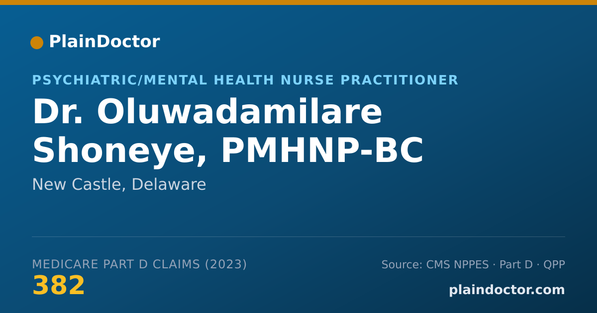 Shareable card for Oluwadamilare Shoneye, PMHNP-BC - Psychiatric/Mental Health Nurse Practitioner, New Castle, DE