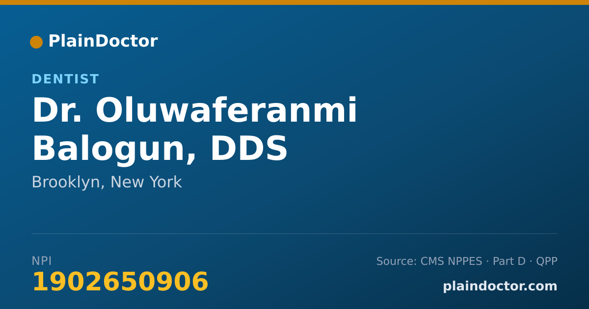 Shareable card for Oluwaferanmi Balogun, DDS - Dentist, Brooklyn, NY