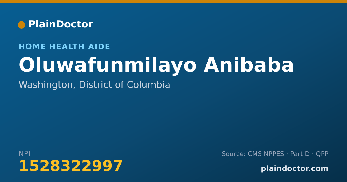 Shareable card for Oluwafunmilayo Anibaba - Home Health Aide, Washington, DC