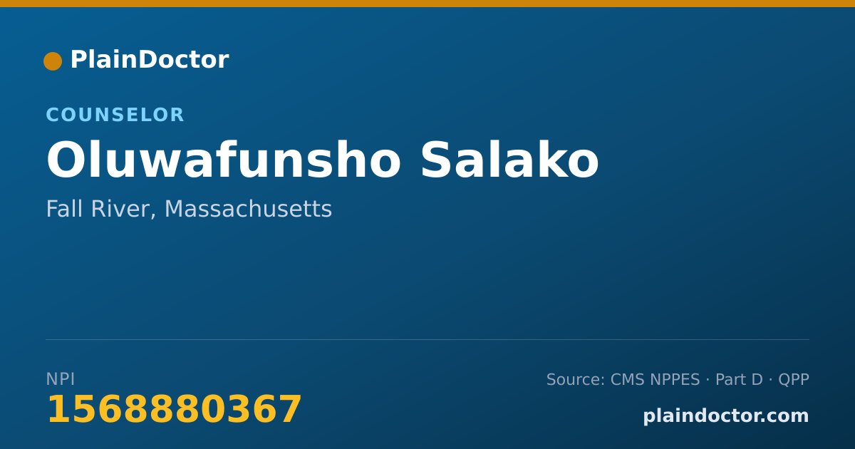 Shareable card for Oluwafunsho Salako - Counselor, Fall River, MA