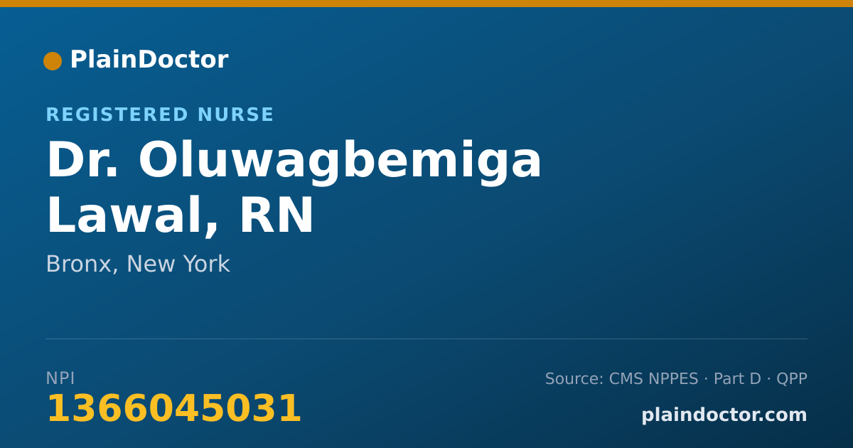 Shareable card for Oluwagbemiga Lawal, RN - Registered Nurse, Bronx, NY