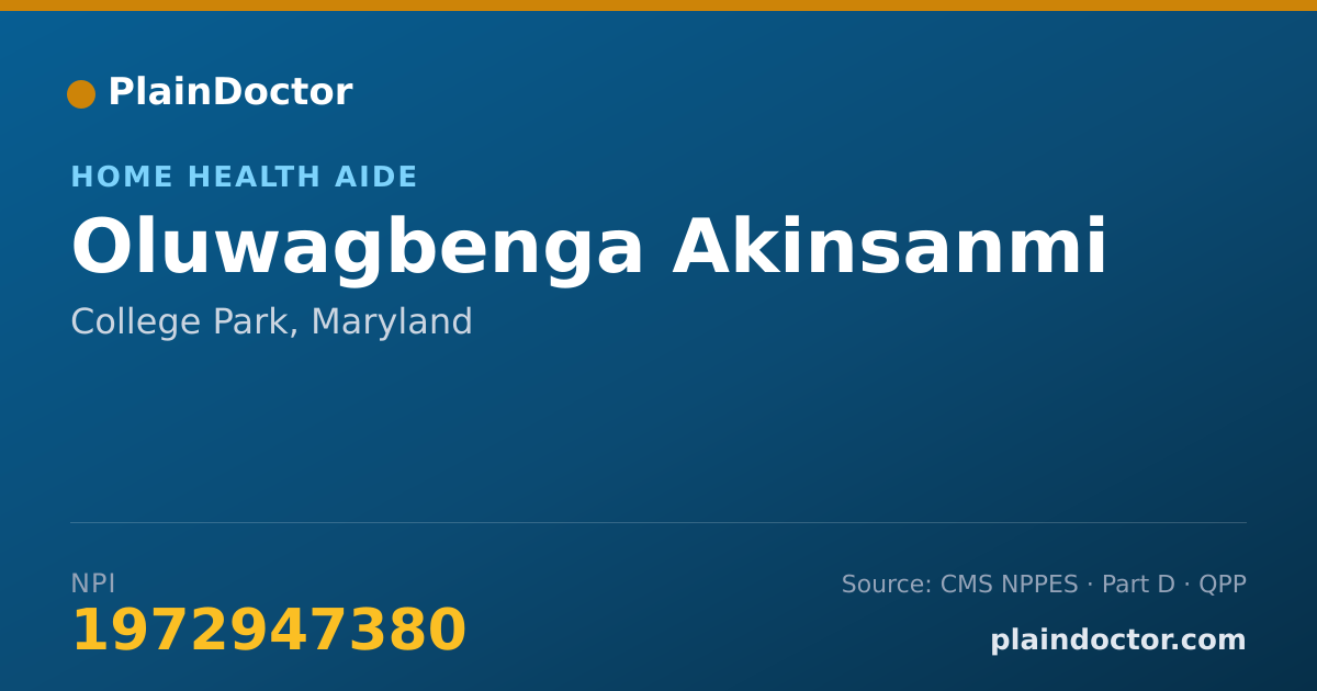 Shareable card for Oluwagbenga Akinsanmi - Home Health Aide, College Park, MD