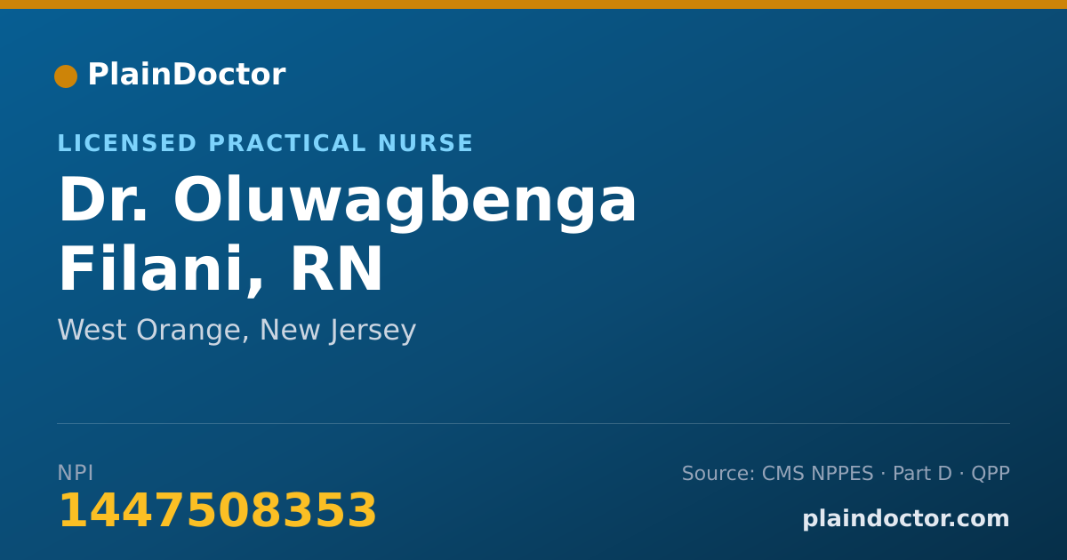 Shareable card for Oluwagbenga Filani, RN - Licensed Practical Nurse, West Orange, NJ