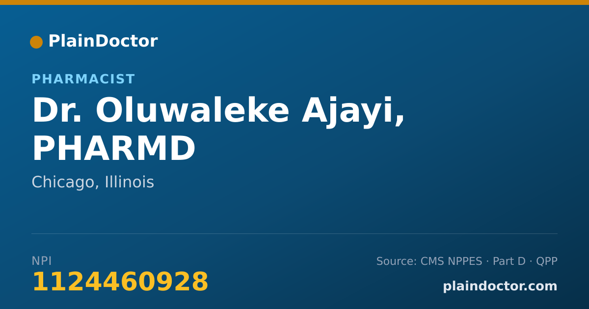 Shareable card for Oluwaleke Ajayi, PHARMD - Pharmacist, Chicago, IL