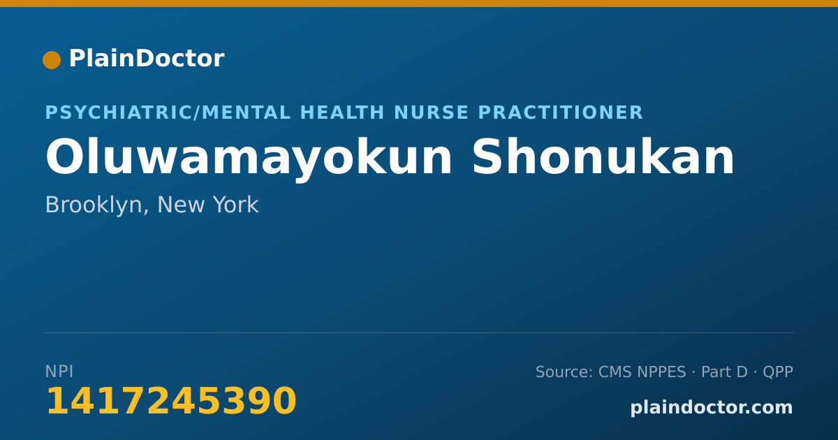 Shareable card for Oluwamayokun Shonukan - Psychiatric/Mental Health Nurse Practitioner, Brooklyn, NY