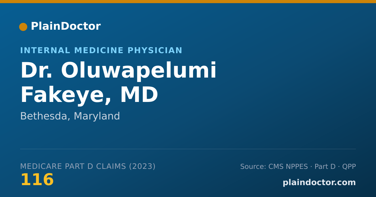 Shareable card for Oluwapelumi Fakeye, MD - Internal Medicine Physician, Bethesda, MD