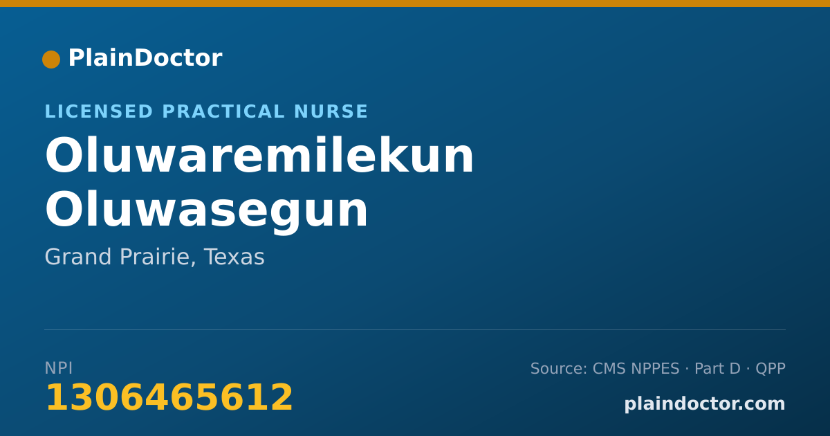 Shareable card for Oluwaremilekun Oluwasegun - Licensed Practical Nurse, Grand Prairie, TX