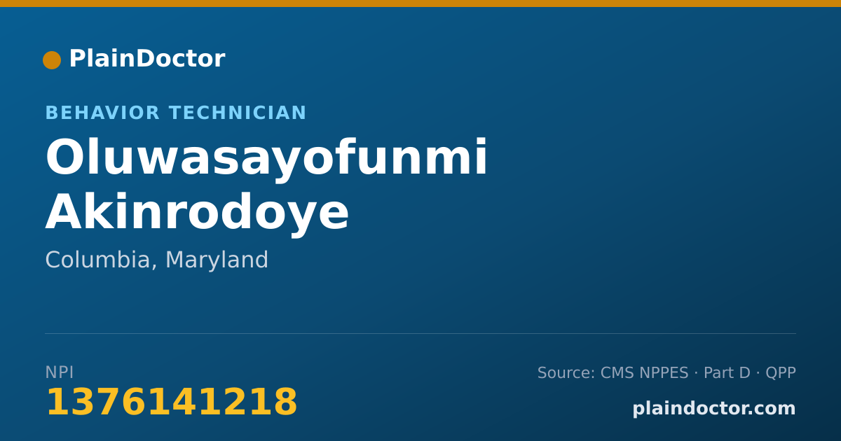 Shareable card for Oluwasayofunmi Akinrodoye - Behavior Technician, Columbia, MD