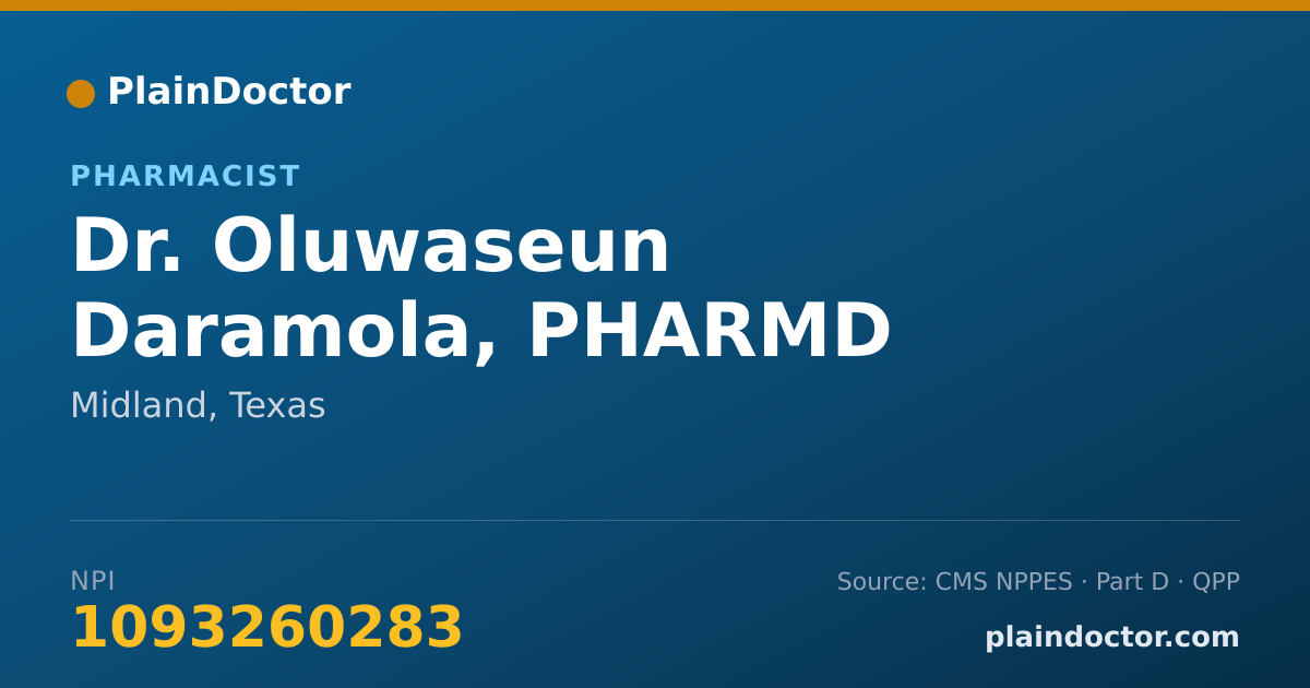 Shareable card for Oluwaseun Daramola, PHARMD - Pharmacist, Midland, TX