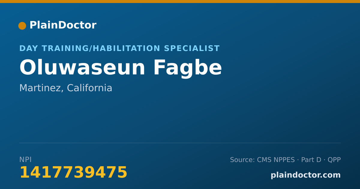 Shareable card for Oluwaseun Fagbe - Day Training/Habilitation Specialist, Martinez, CA