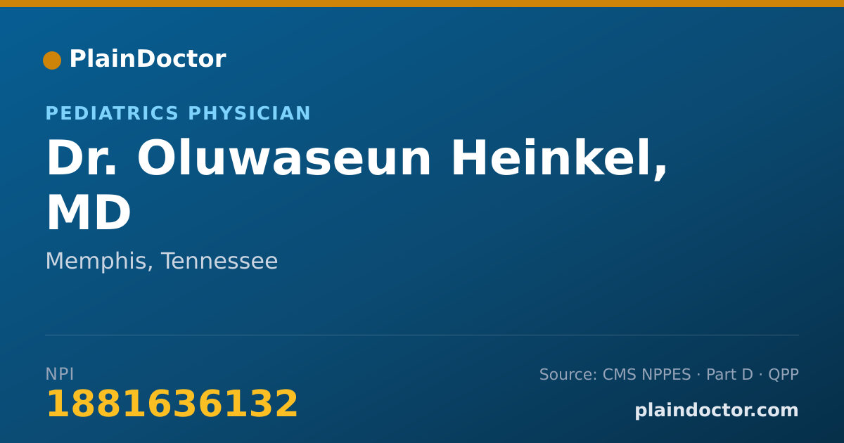 Shareable card for Oluwaseun Heinkel, MD - Pediatrics Physician, Memphis, TN