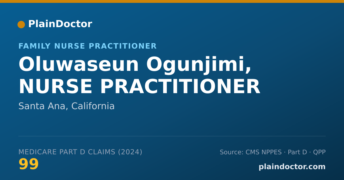 Shareable card for Oluwaseun Ogunjimi, NURSE PRACTITIONER - Family Nurse Practitioner, Santa Ana, CA