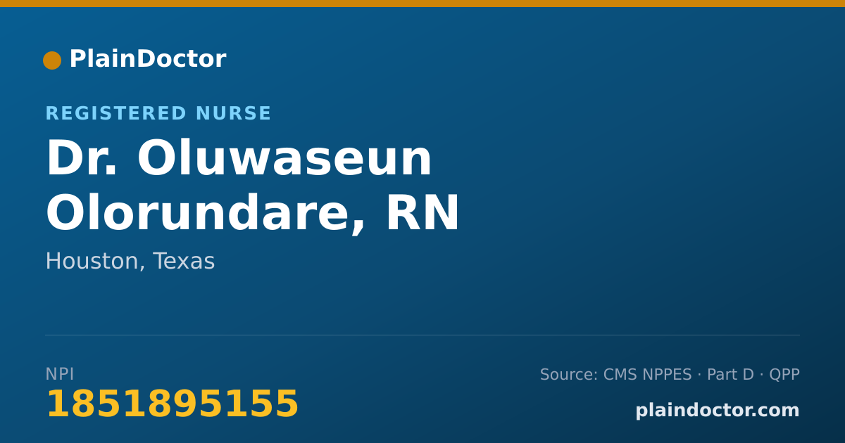 Shareable card for Oluwaseun Olorundare, RN - Registered Nurse, Houston, TX