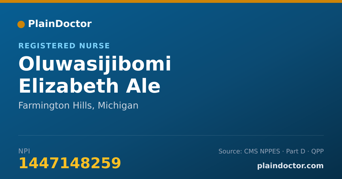 Shareable card for Oluwasijibomi Elizabeth Ale - Registered Nurse, Farmington Hills, MI